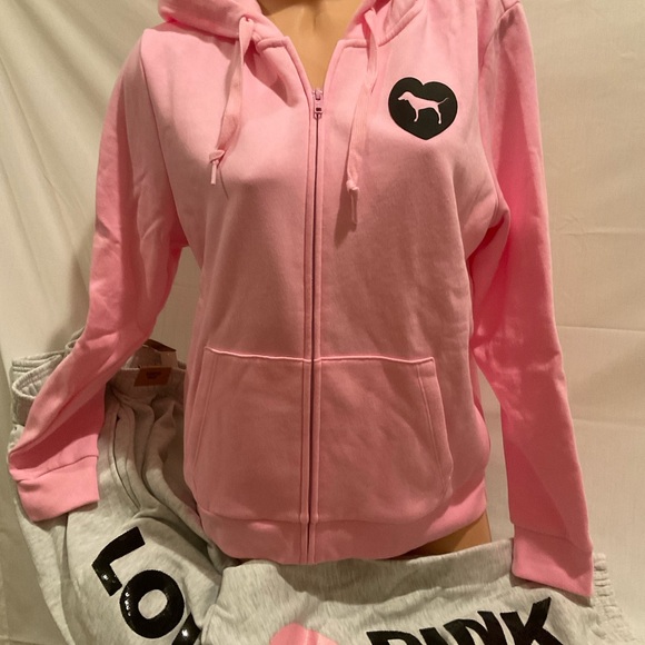NEW VICTORIAS SECRET PINK “ORIGINALS” 2PC RARE SET ZIP HOODIE & JOGGERS 🔥 - Picture 7 of 8